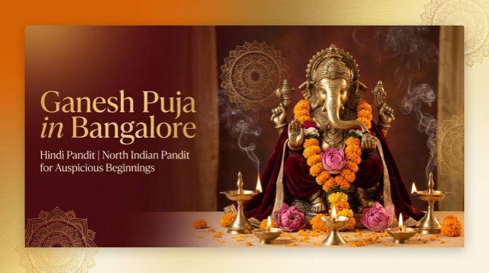 North Indian pandit in Bangalore conducting Ganesh Puja